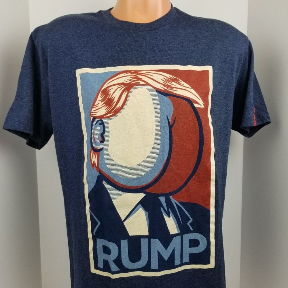Satirical Donald Trump Campaign Shirt Rump Blue L